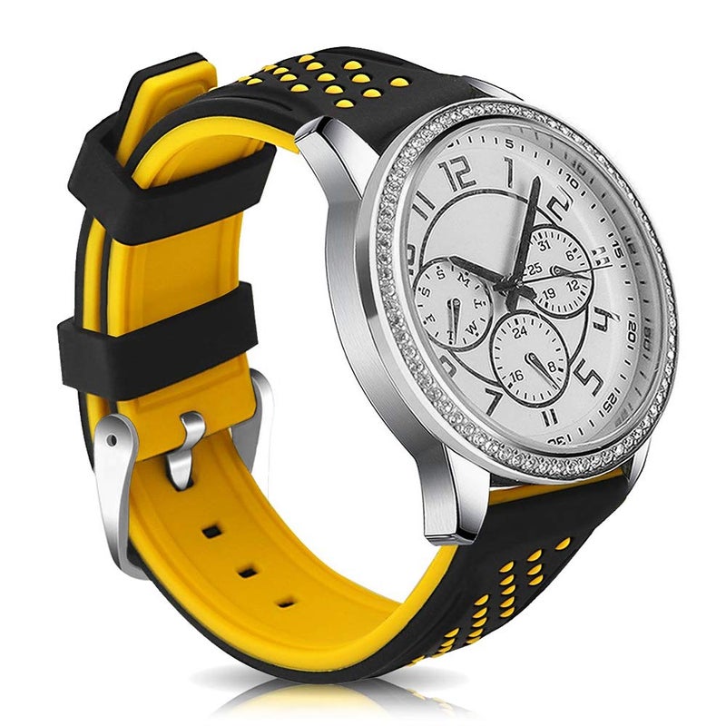 Narako Quick Release Silicone Watch Bands Divers Model Replacement Rubber Watch Strap 20mm 22mm 24mm 26mm Waterproof dot Bicolor Silver Buckle for Men and Women Sport (24mm, Yellow) - Image 1